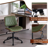 Armless Desk Chair, PU Leather Office Chair, Ergonomic Computer Task Chair