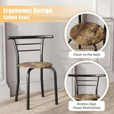JUMMICO 3-Piece Wooden Round Table & Chair Set, Space Saving Kitchen Breakfast Nook Wood Grain Tabletop with Metal Frame