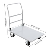 2000lbs Industrial Silver Flat Dolly Cart Heavy-Duty Iron Hand Truck