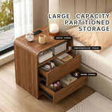Walnut Nightstand Set of 2 with Charging Station, Drawers For Bedroom 21 In