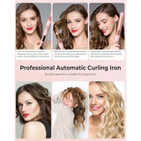 1 1/4 Inch Rotating Curling Iron for Long Hair Pink Dual Voltage Waver Tool Effortless Waves Self-