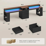 96.6" Long Computer Desk, 2 Person Desk with LED Lights & Power Outlet