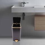 Elegant Black Gold 12L Step Trash Can with Secure Lid and Touch-Free Foot Pedal