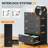 4 Drawer Metal Filing Cabinet with Lock Home Office Storage Letter/Legal