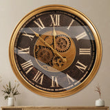 24' Wall Clock With Moving Gears Large Industrial Steampunk Metal Clock