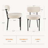 JHK Ergonomic Round Dining Chairs Set of 2 Plush Fabric Kitchen Chairs with Curved Backres