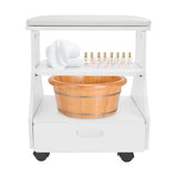 3-tier Foot Rest Manicure Stool Pedicure Cart Footbath Trolley with 4 Casters for Beauty Salon