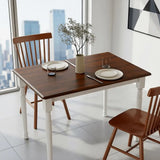 Walnut Top Rectangle Dining Table for 2-4, Solid Wood Space-Saving Kitchen Table