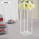 10Pcs Acrylic Vase Wedding Flower Stands Set, 23.6"H Clear Column Rack Geometric Display Stand