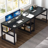 Tribesigns Two Person Desk with Bookshelf, 78.7 Computer Office Double Desk