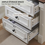 Set of 2 Armhouse Nightstands, 3 Drawer End Table with Charging Station