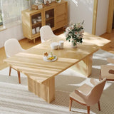6-8 Seater Rustic Dining Table with Natural Wood Slat Base, Perfect for Family Meals
