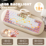 YUNZII C68 Wireless Gaming Keyboard, Hi-Fi Cute Cat Custom RGB Mechanical Keyboard, Silicone 65% Hot Swap Ergonomic Kitty Keeb
