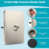 Hibbent 5 Spray Modes Shower Head, 13'' High Pressure Rain Shower Head, Large Rainfall Showerhead