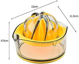 Citrus Juicer Manual Hand Squeezer with Built-in Measuring Cup and Strainer, 8OZ Yellow