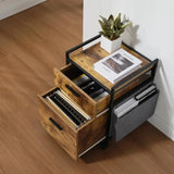 2Drawer Mobile File Cabinet with Wheels Solid Wood Rolling Storage Cabinet