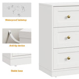 White Nightstand w/ 3 Drawers Storage, Large Wood Night Stand for Hallway