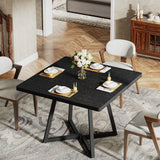 Tribesigns Square Dining Table for 4, 31.5" Industrial Dinner Table with Metal Base