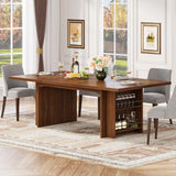 Tribesigns Dining Table for 6 to 8, 63-Inch Rectangular Wooden Kitchen Table with Storage