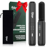 Beard Straightener for Men, Portable Cordless Heated Hair and Beard Straightening Brush with Anti-Scald