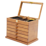 Wooden Gift Cabinet Jewelry Storage Box with Mirror and Lock for Jewelries