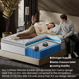 Firm Queen Size Mattress 14 Inch - Deep Sleep Hybrid Mattress for Pain Relief