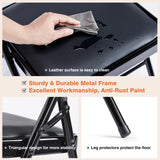 JHK Leather Padded Folding Chair 4 Pack Sturdy Metal Living Room Rocking Dinner Chairs Easy to Use Storage