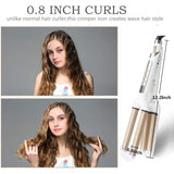 Crimper Hair Iron Ceramic 3 Barrel Curling Iron 0.6 inch 16mm Instant Curls Hair Crimper Waver Champagne