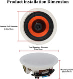 Herdio 6.5" 4 PCS 600 Watts Ceiling Bluetooth Speakers Perfect for Home Theater,Kitchen,Bedroom,
