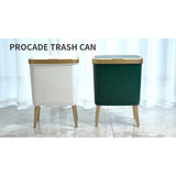 Bathroom Trash Can with Lid, Plastic Garbage Can with Legs, 4 Gallon Gold Trash Bin with Push Button,