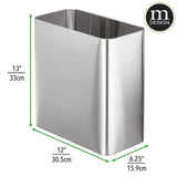 Stainless Steel Slim Rectangular Modern Metal 2.6 Gallon 10 Liter Trash Can Wastebasket