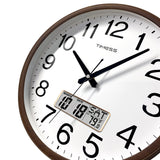 TIMESS 13-inch wood grain wall clock, perpetual calendar, silent timekeeping