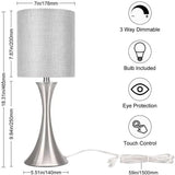 3-Way Touch Control Table Lamp, Dimmable Bedside Desk Lamp with Metal Base