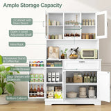Shintenchi Kitchen Pantry Storage Cabinet Freestanding Buffet Cabinet with Microwave