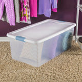 24Pack Latching Box, Under Bed Storage Bins with Lids, Clear Plastic, 106 Quart HeavyDuty Organizing Containers for Closet, Bat
