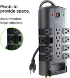 Surge Protector Power Strip w/ 8 Rotating & 4 Standard Outlets, 8ft Extension