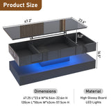 High Glossy LED Coffee Tables for Living Room, Center Table with Storage