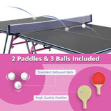 DOUBLE FISH 8×4Ft Foldable Portable Ping Pong Table W/2 Paddles,3 Balls