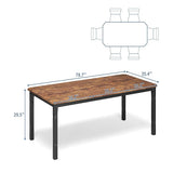 78.7" Farmhouse Dining Table for 6-8 People - Rustic Industrial Kitchen Table with Sturdy Metal Frame