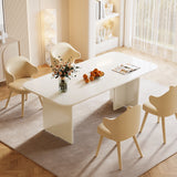 Tribesigns Modern White Dining Table for 4-6 People, 63" Large Rectangle Kitchen Table with Arch Design Legs,