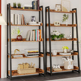 IRONCK Industrial Bookshelf 5-Tier 31.5in Wide, Bookcase Ladder Shelf, Storage Shelves Rack Shelf Unit