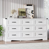 Black Dresser for Bedroom, 59'' Wide Chest of Drawers with Natural Wood