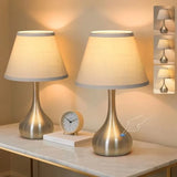 17" Touch Table Lamp for Bedroom Set of 2, 3-Way Dimmable Bedside Lamp for Nightstand