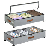 2-Pack Underbed Storage Containers Foldable W/ Wheels for Clothes Shoes