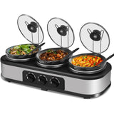 Triple Slow Cooker with 3×1.5 QT Buffet Servers and Warmers Adjustable Temperature