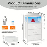 Modern Smart Nightstand With Charging Station LED Light USB Ports