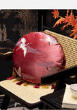 Round Shape Pillows Embroidery Cushion Crane Pattern Decorative Pillow Cover For Sofa Chair