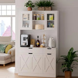 71 Tall Kitchen Pantry Storage Cabinet with Microwave Stand and Charging Station