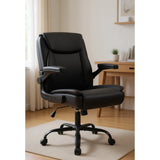 Ergonomic Mid Back Leather Office Chair with Flip Up Arms
