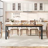 Industrial Rectangular Dining Table for 6-8 People Sturdy Metal Frame Table
